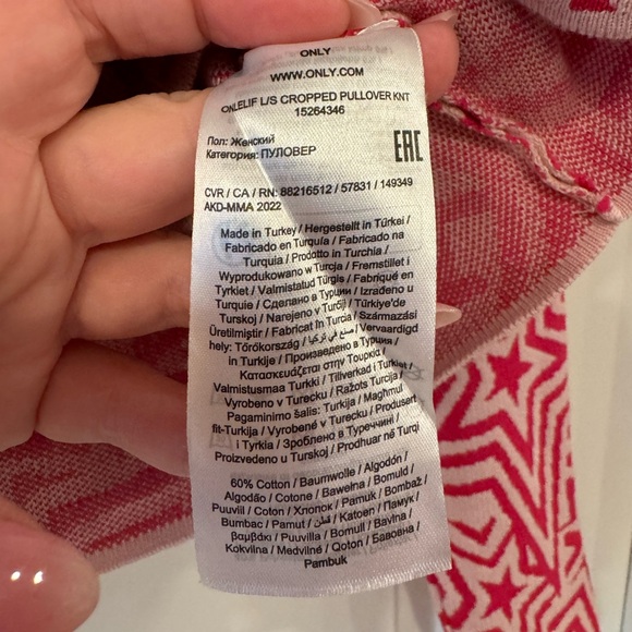 Only pink stars crop long sleeve sweater large - Picture 5 of 8